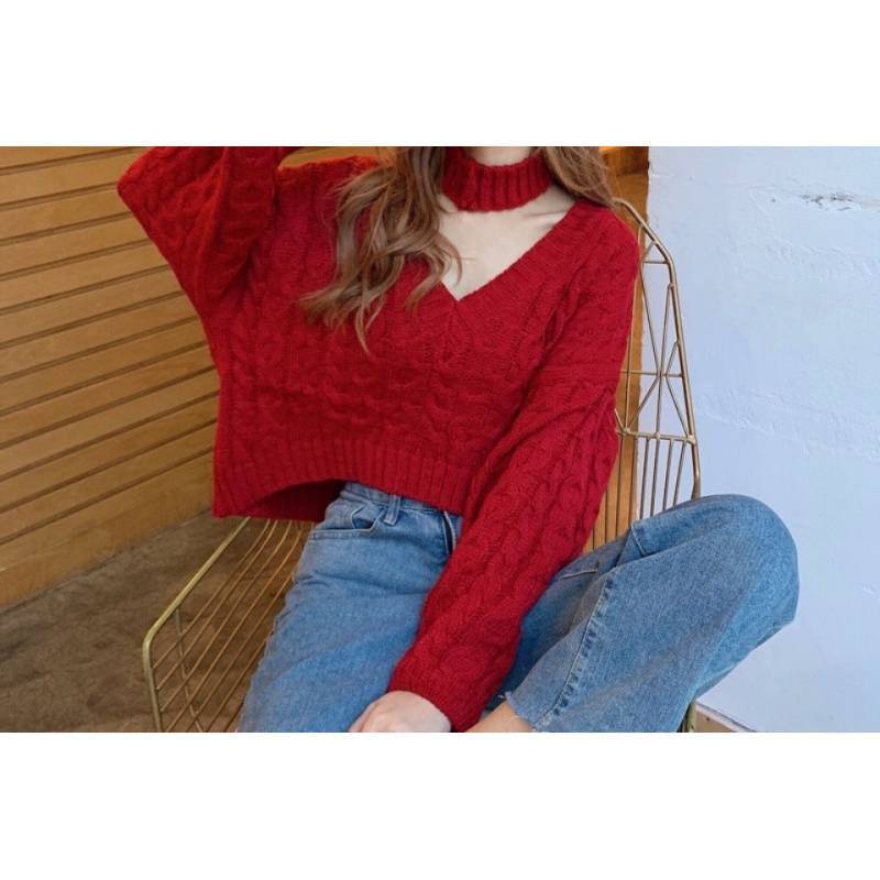 HOOR Sweater With Short Neck Red