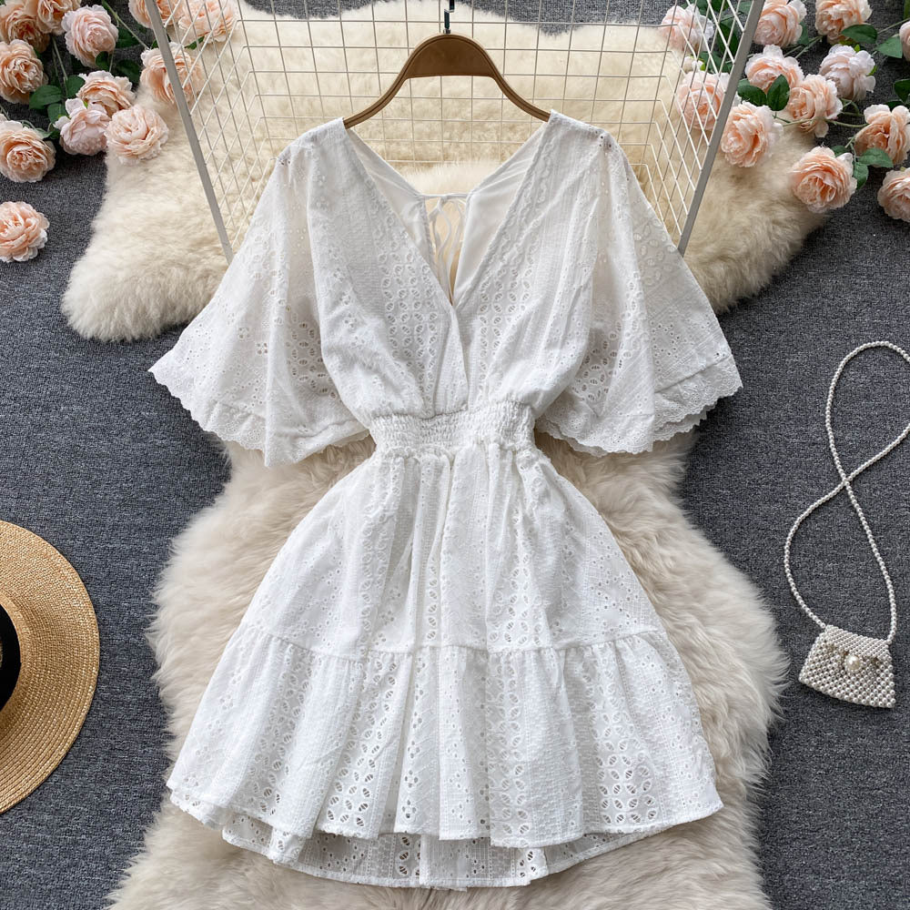 HOOR Puff Sleeve Dress White One size