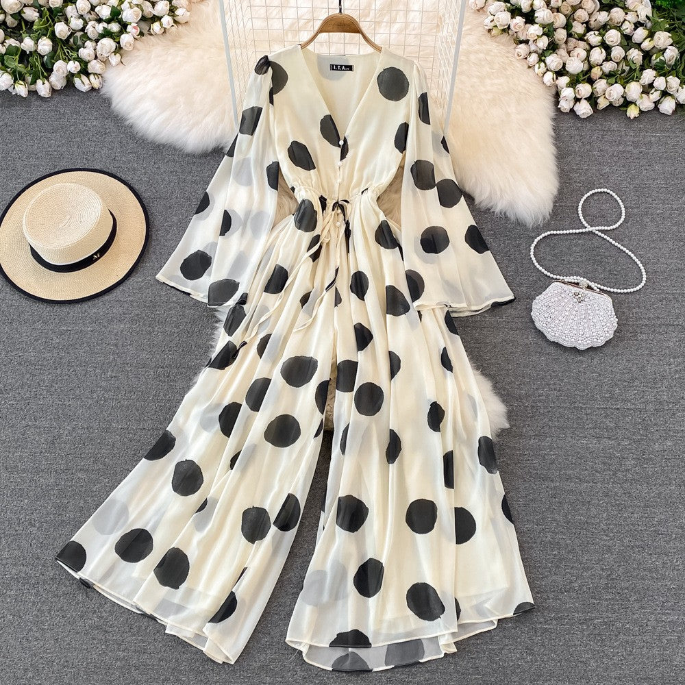 HOOR Polka Dot Jumpsuit Apricot One size