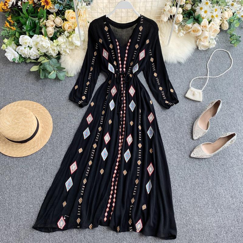 HOOR Embroidery Dress Black One size