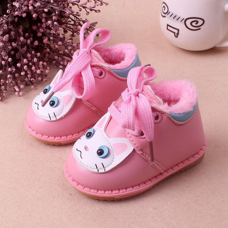 HOOR Leather Plush Shoes Pink