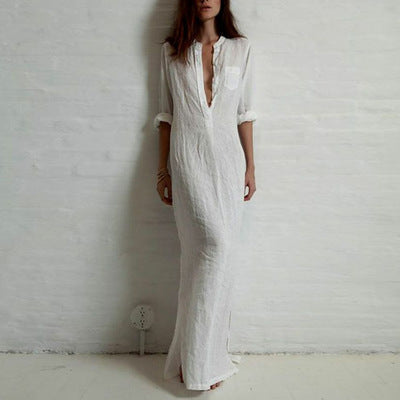 HOOR Split Long Dress White S