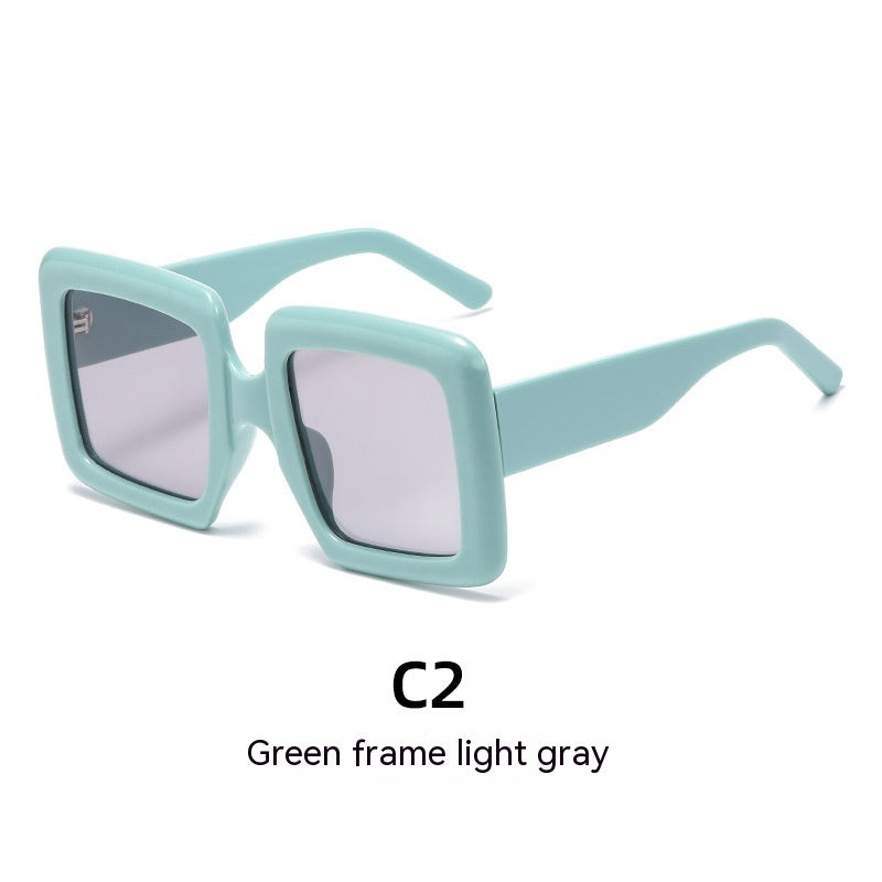 HOOR Trendy Frame Sunglasses 62664 Model Green Frame Light Gray Pieces