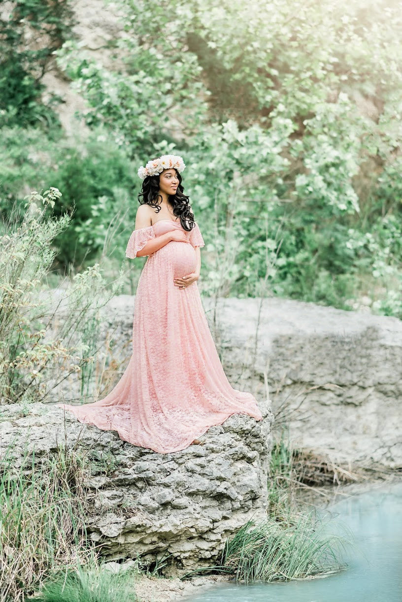 HOOR Lace pregnant Dress Pink