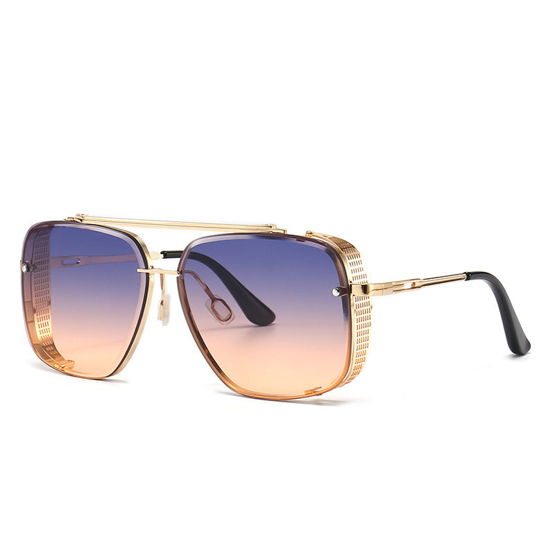 HOOR Metal Sun Sunglasses 07 Gold Frame Blue Pink