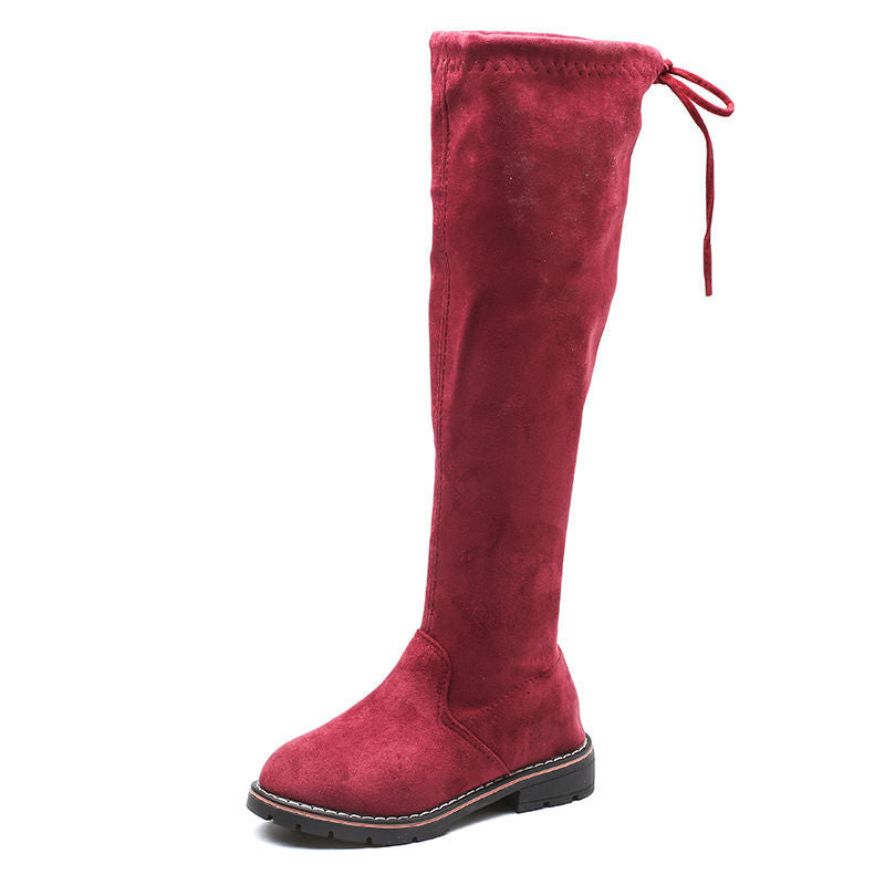 HOOR Velvet Boots for Girls Red 2
