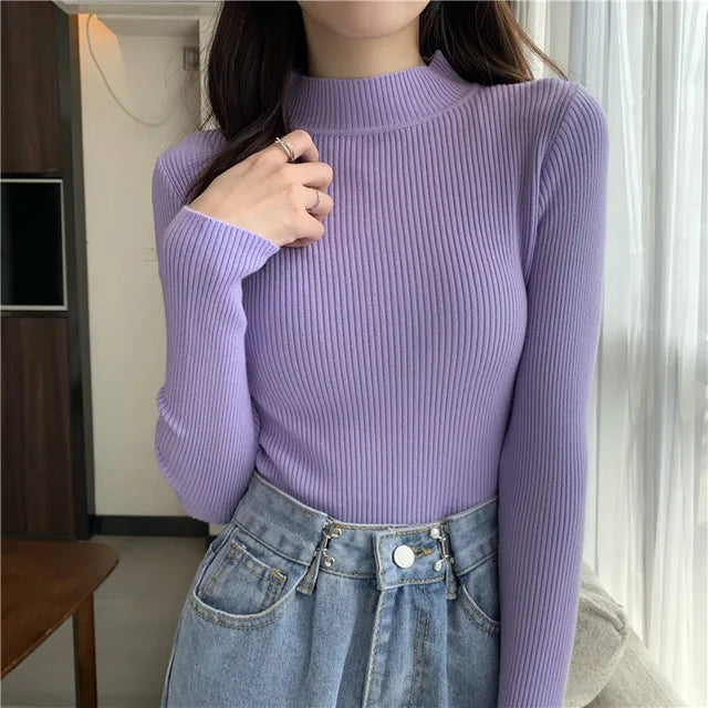 HOOR Pullover Warm Solid Color Violet One Size