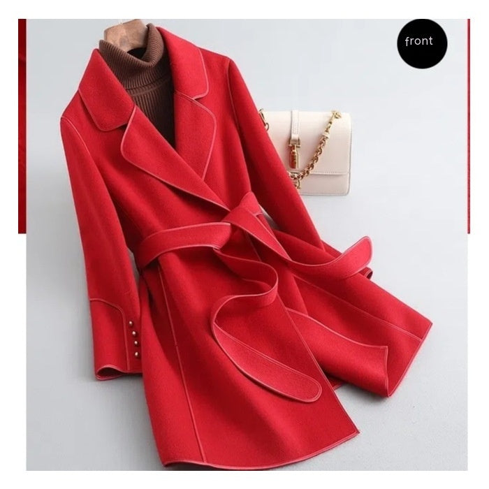 HOOR Wool Overcoat Women Red