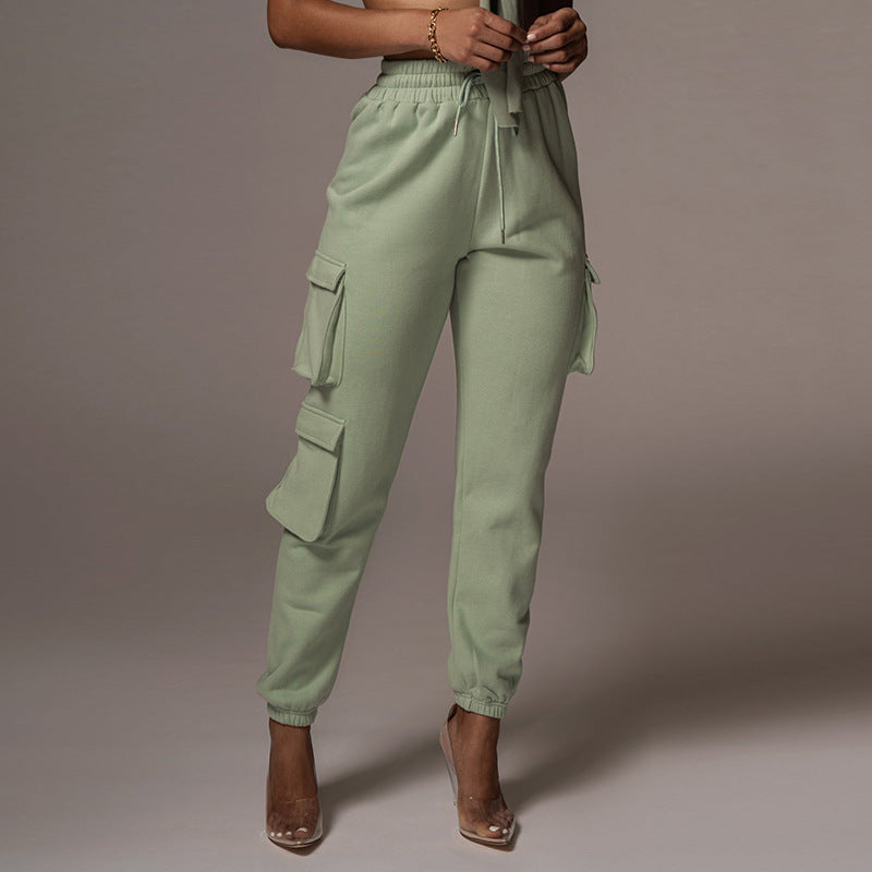 HOOR Fashion Casual Dress Green Pants