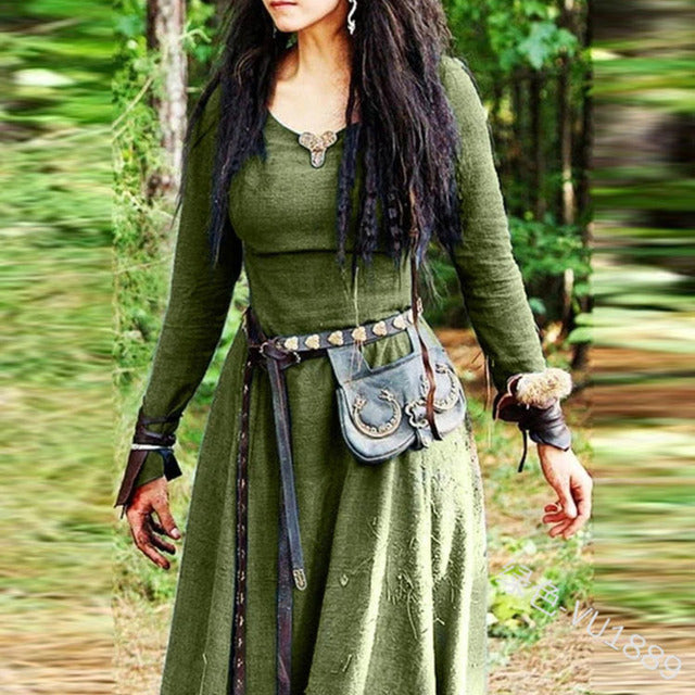 HOOR Medieval Long Dress Green XXXL