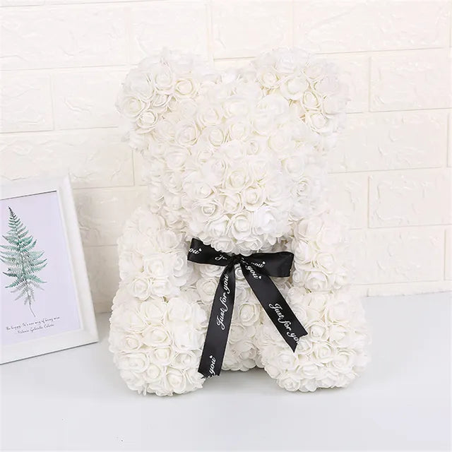 HOOR Valentine's Day Rose Bear White With Box and Light