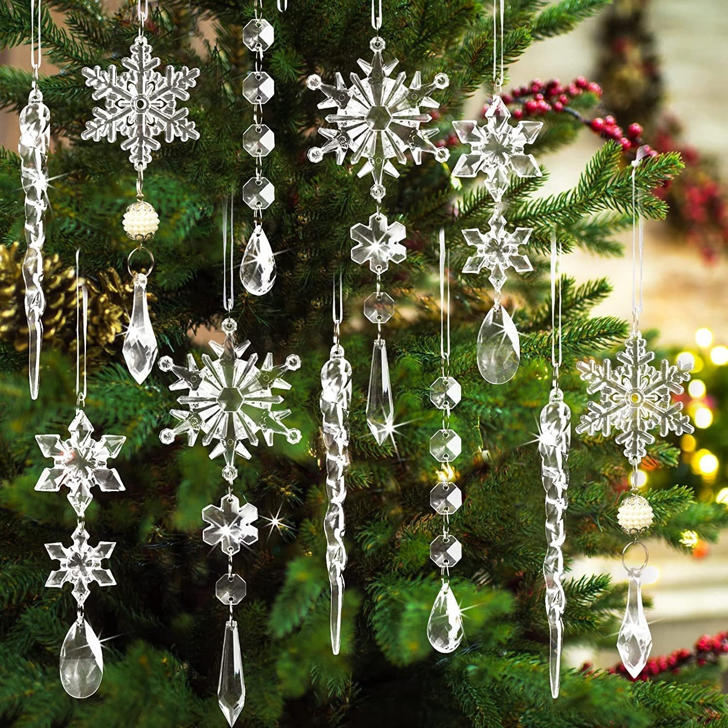 HOOR Christmas Decoration Suit 10 Transparent Ice Cones