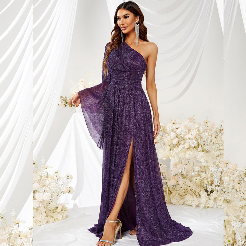 HOOR Bright Silk Long Dress Purple