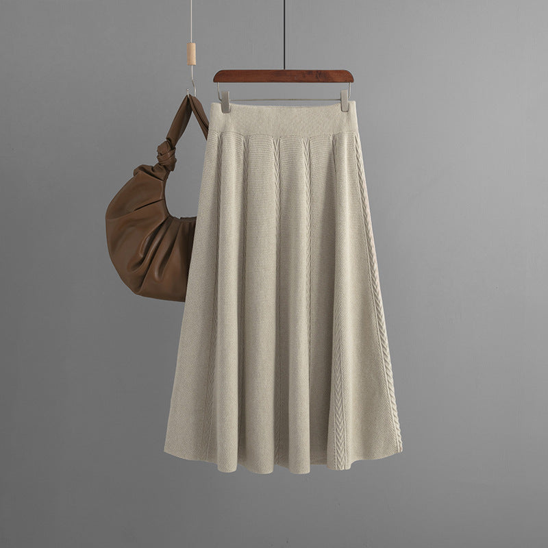 HOOR Winter Knitting Skirt Khaki Average Size