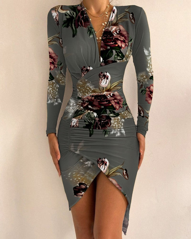 HOOR Printed Tight Split Dress