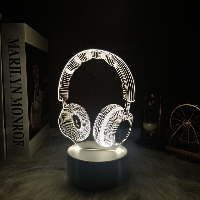 HOOR 3D Desk Night Light Headphones USB Warm no remote