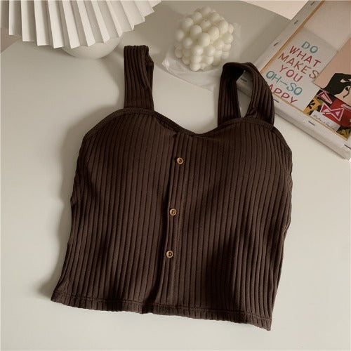 HOOR Top With Chest Pad Coffee One size