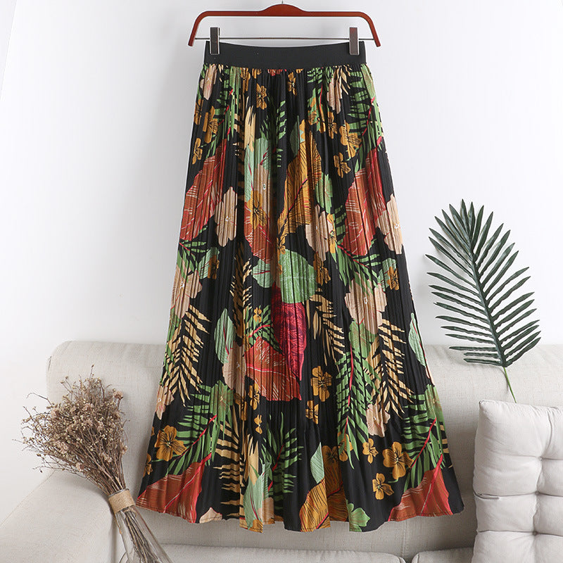 HOOR Chiffon Print Pleated Skirt - Premium  from HOOR 