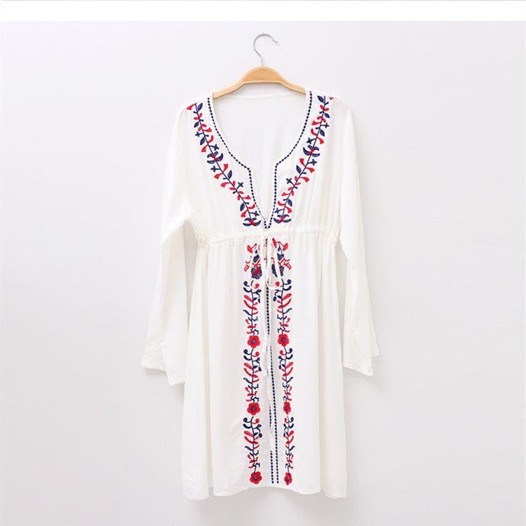 HOOR Embroidered Boho Dress White One size