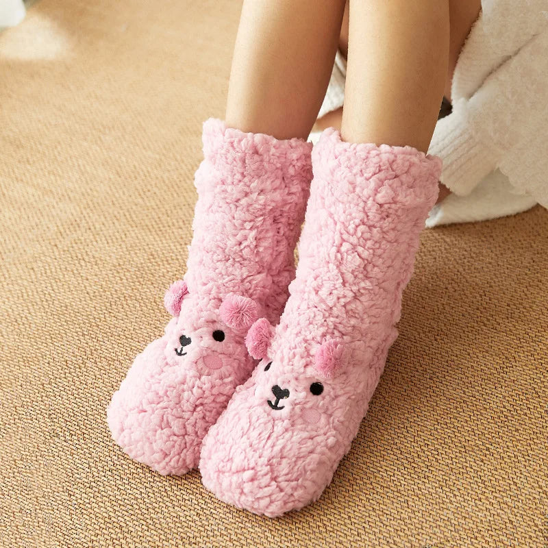 HOOR Fuzzy Winter Warm Socks Pink