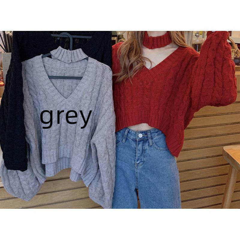 HOOR Sweater With Short Neck Grey