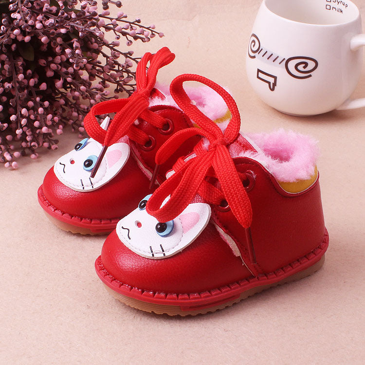 HOOR Leather Plush Shoes Red
