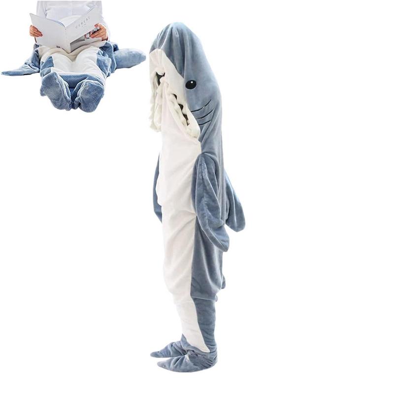 HOOR Shawl Blanket For Kids Grey Blue Shark 1pc