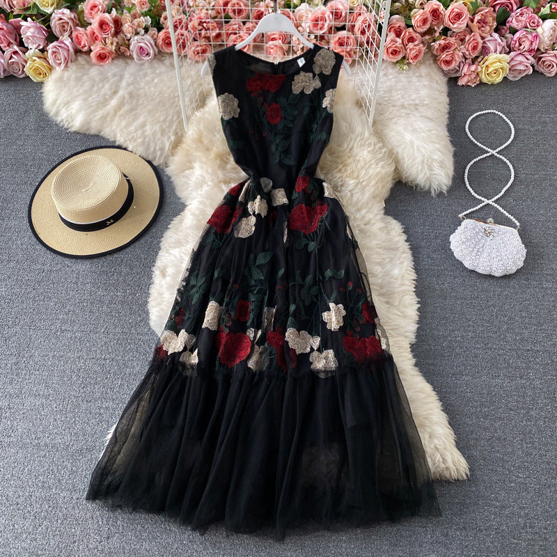 HOOR Rose Embroidered Dress Black