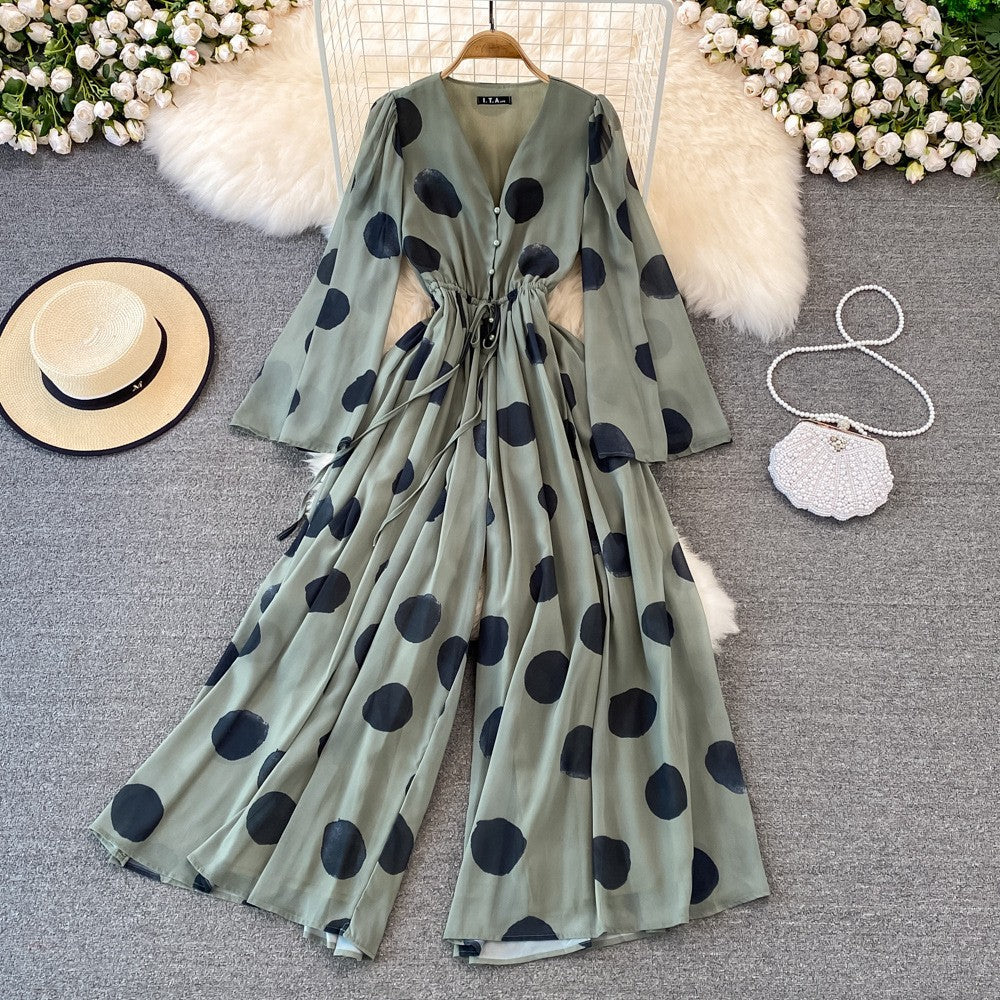 HOOR Polka Dot Jumpsuit Green One size