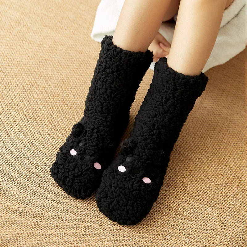 HOOR Fuzzy Winter Warm Socks Black