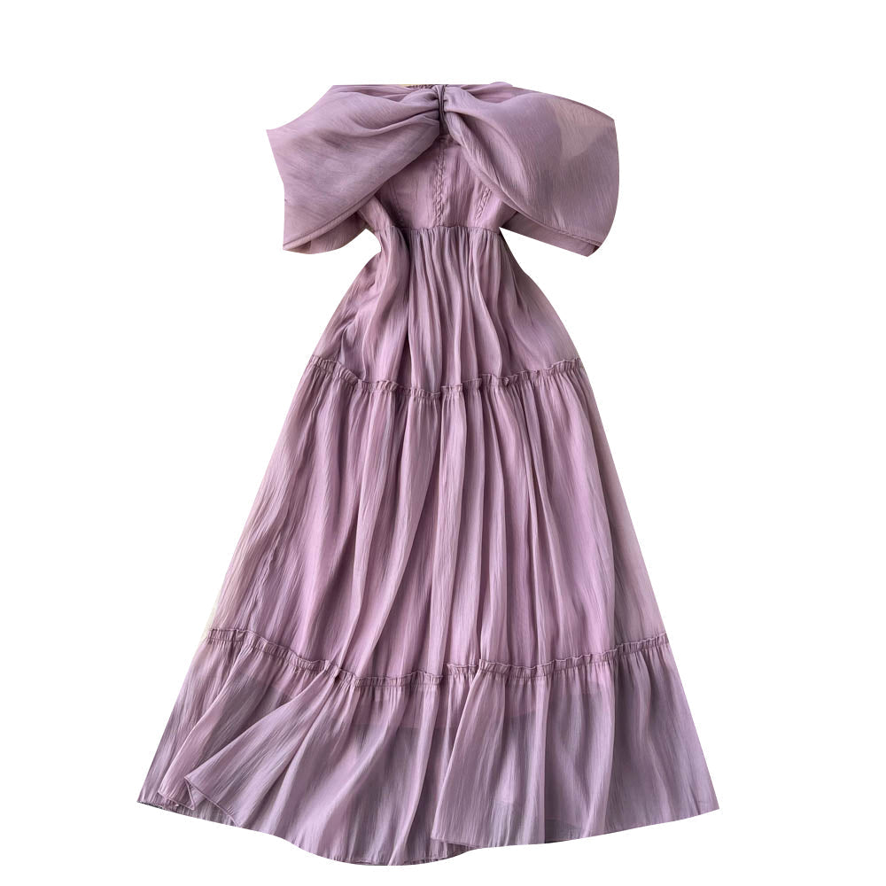 HOOR Elegant Strapless Dress Purple