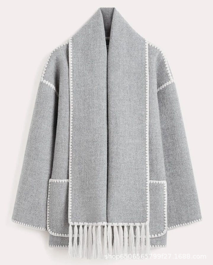 HOOR Thickened Woolen Coat Light Gray