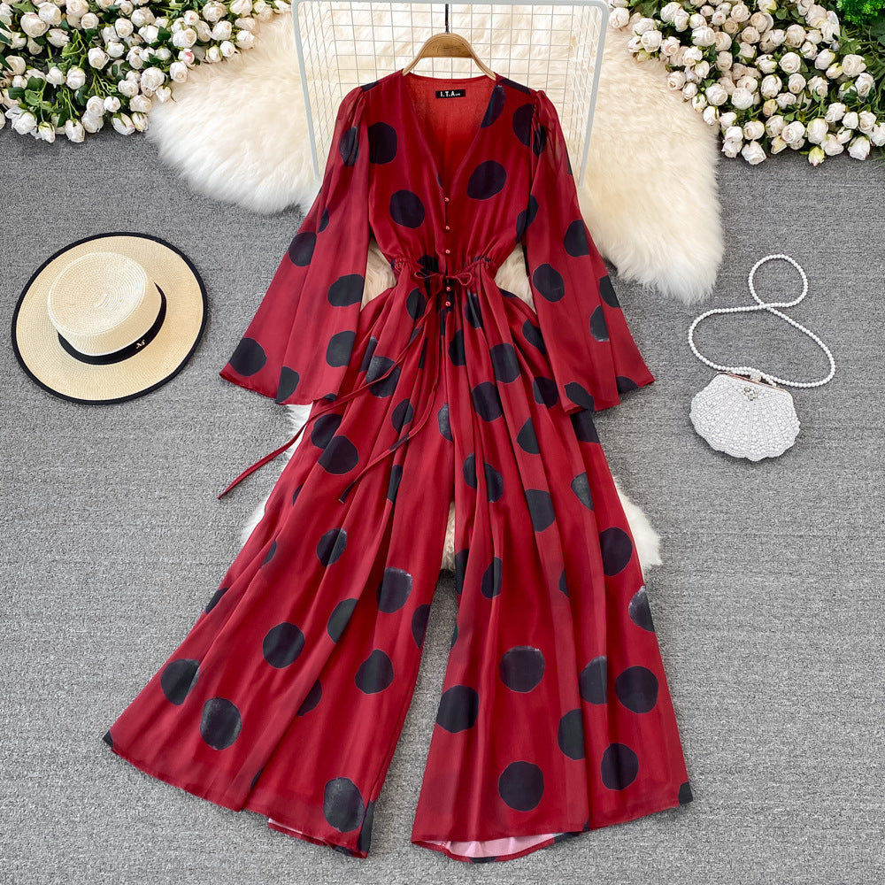 HOOR Polka Dot Jumpsuit Red One size