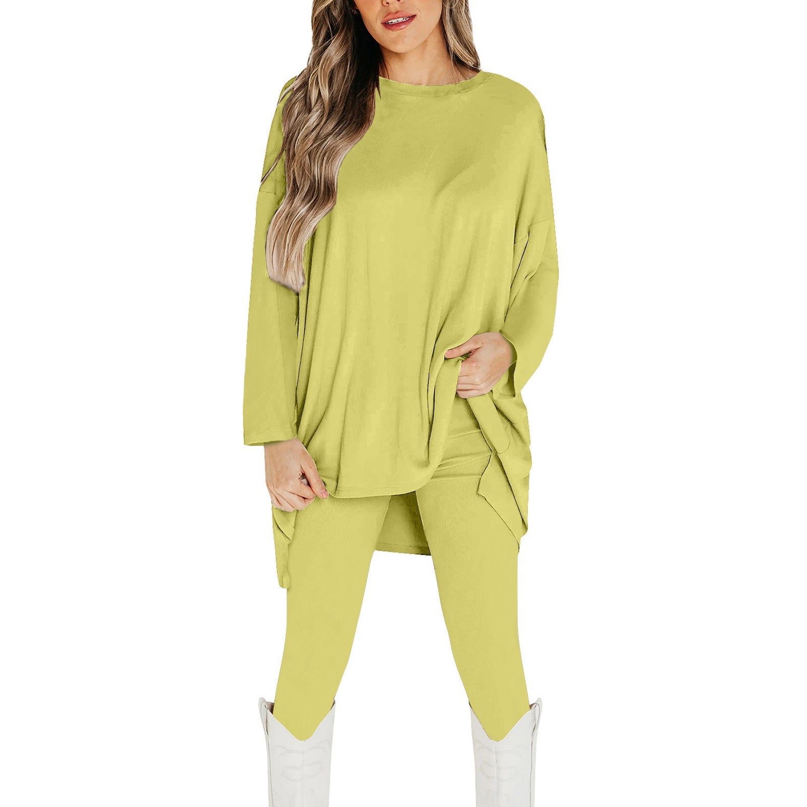 HOOR Knitted Polyester Suit Fluorescent Yellow