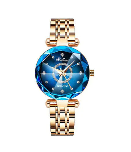 HOOR Diamond Flower Watch Blue and Gold 2
