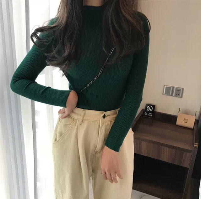 HOOR Pullover Warm Solid Color green One Size