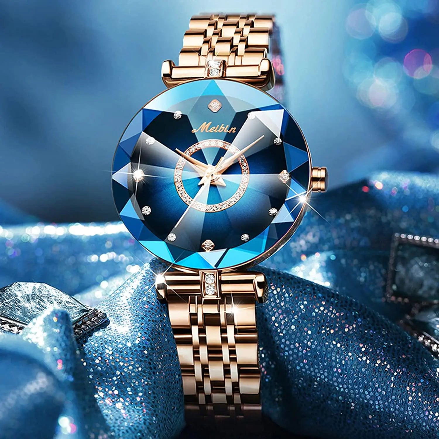 HOOR Diamond Flower Watch Blue and Gold