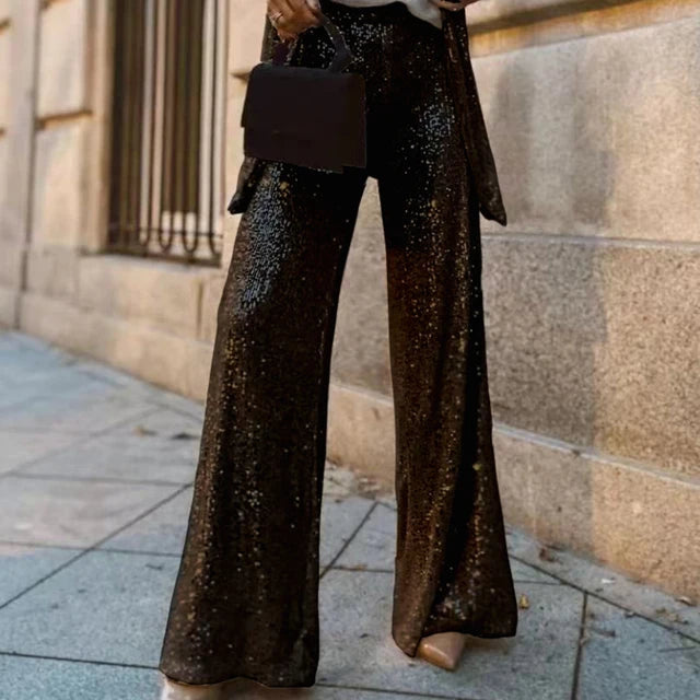 HOOR Sequin Shiny Two Piece Set Black Trousers