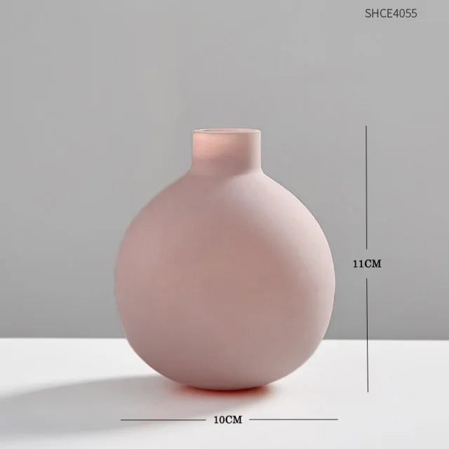 HOOR Modern Glass Vase Decor Pink Vase Big