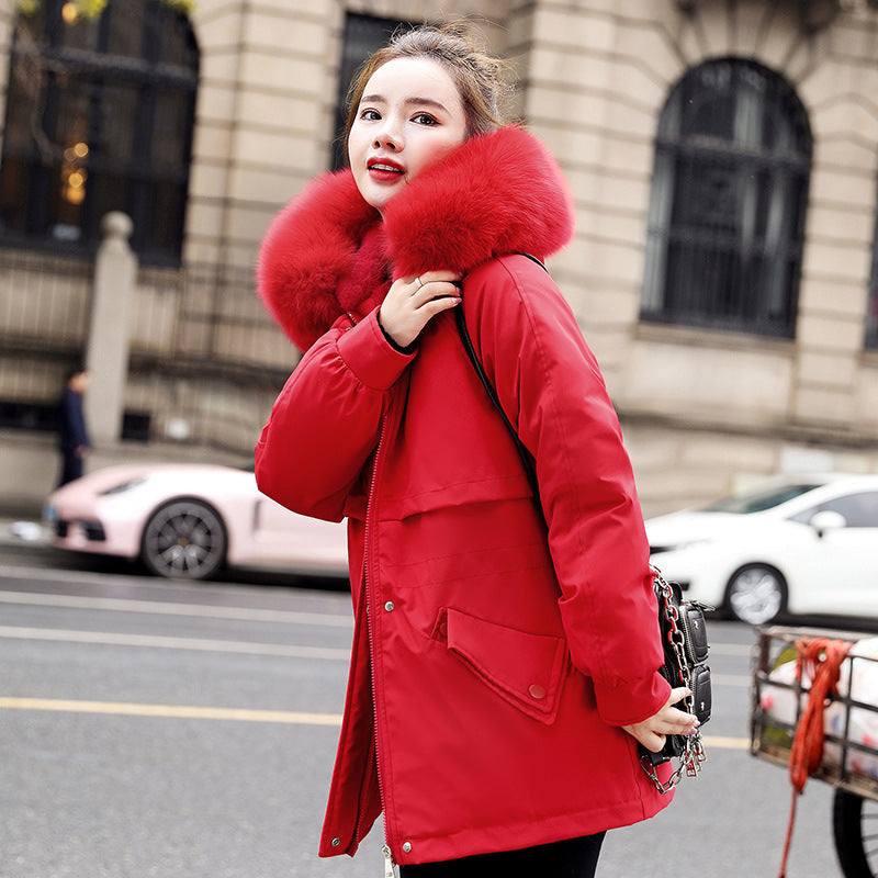 HOOR Fur Collar Thicken Coat