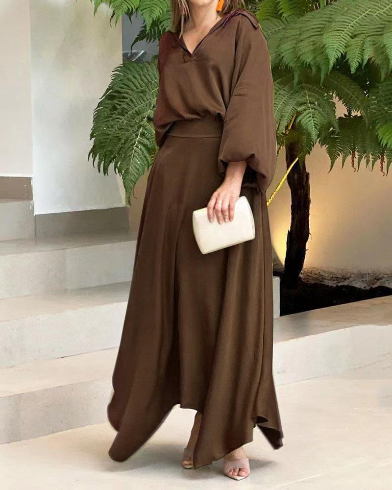 HOOR Loose Long Dress Brown