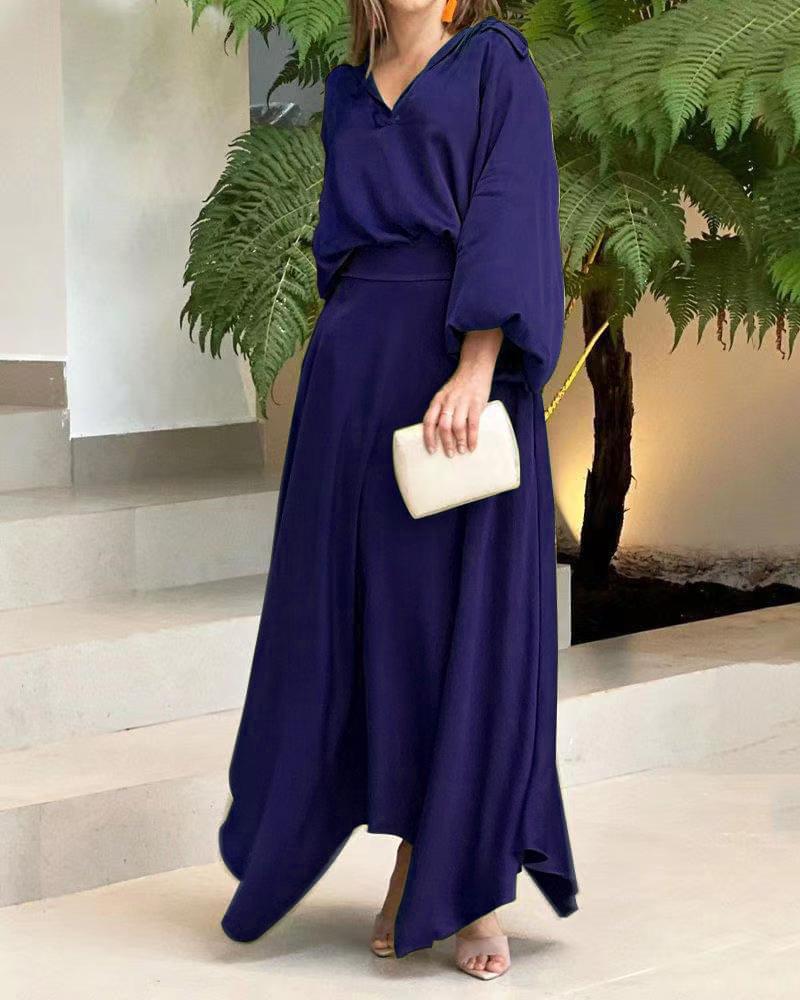 HOOR Loose Long Dress Blue