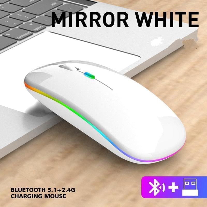 HOOR Wireless Mouse Mute 2 4g Bluetooth mode light emitting edition White