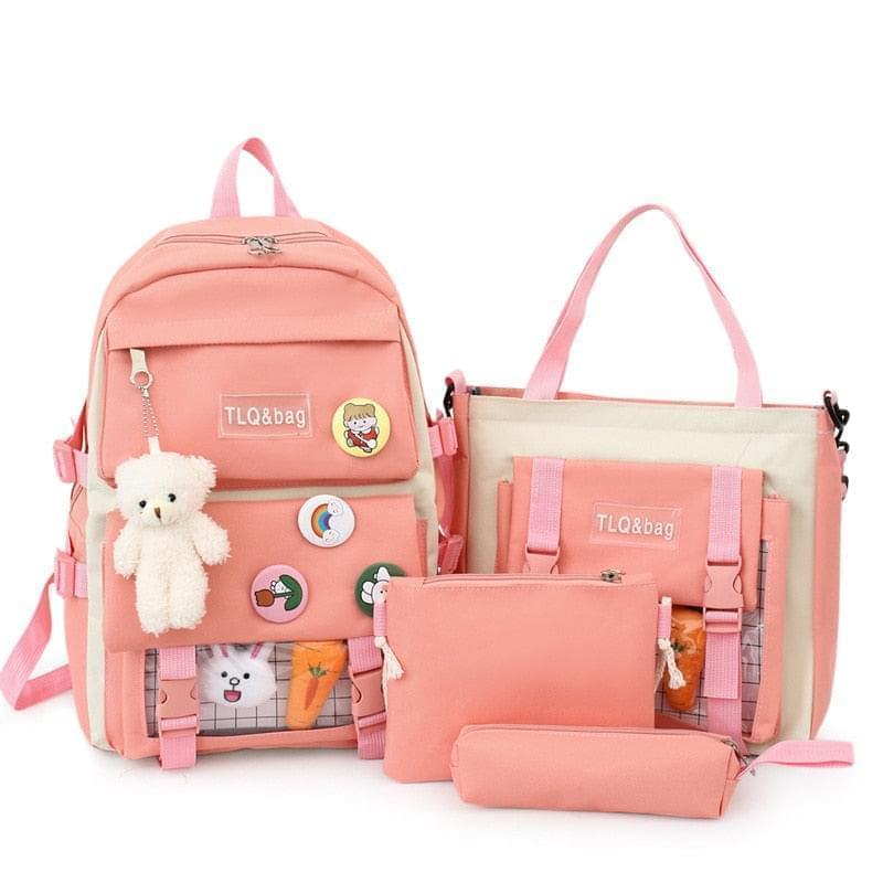 HOOR Nylon Kawaii Bags Set Pink lady bags 31 X 13 X 43 CM