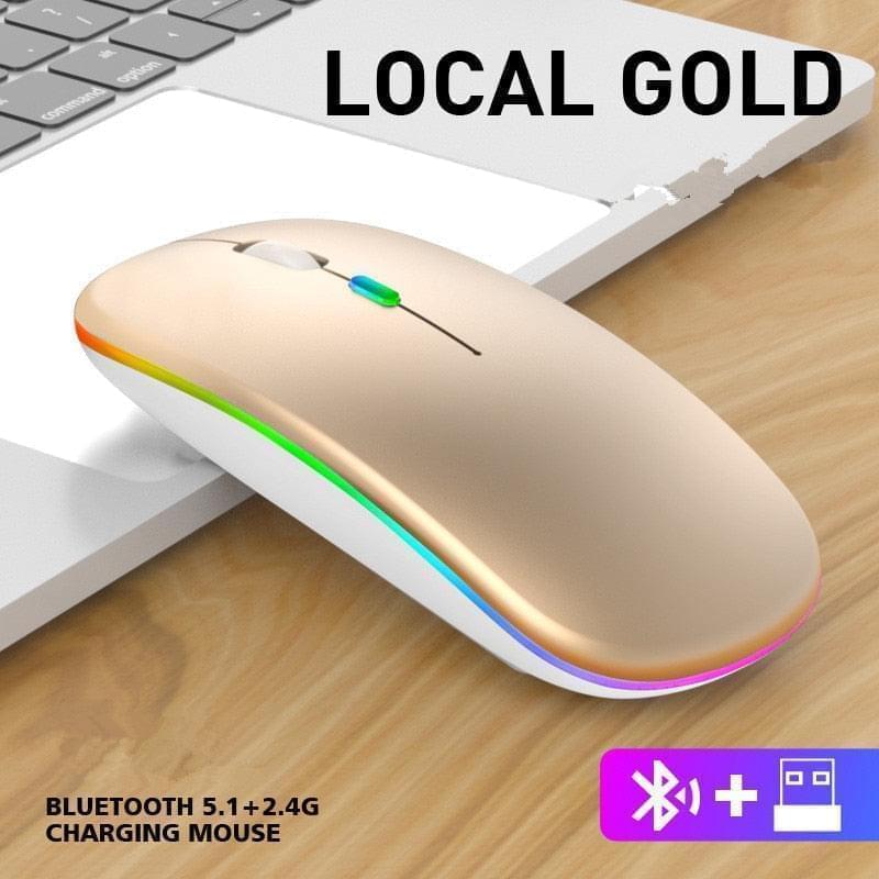 HOOR Wireless Mouse Mute 2 4g Bluetooth mode light emitting version tuhao gold