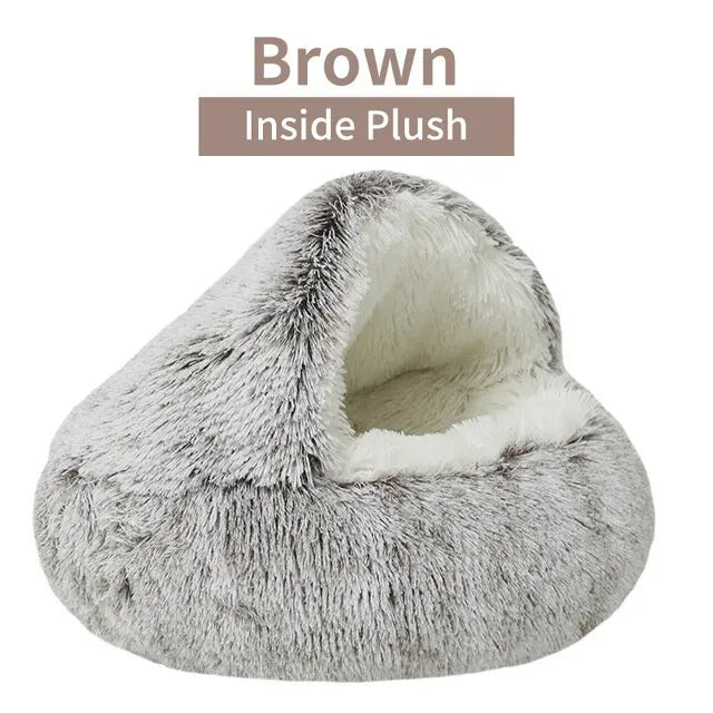 HOOR Soft Plush Pet Bed Brown-Inside Plush 40x40cm
