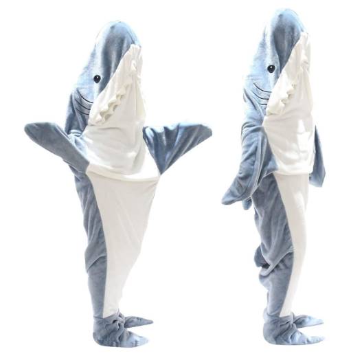 HOOR Shawl Blanket For Kids Grey Blue Shark One size 1pc