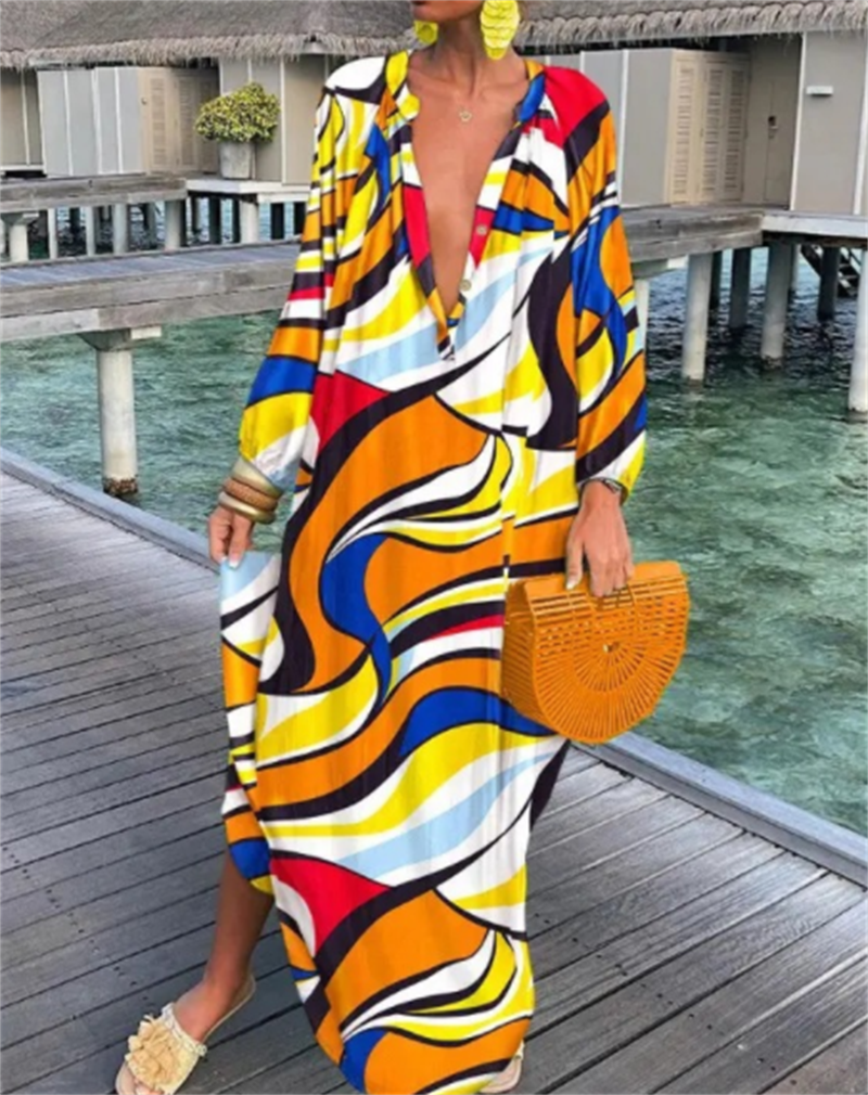 HOOR Printed Pullover Dress Yellow