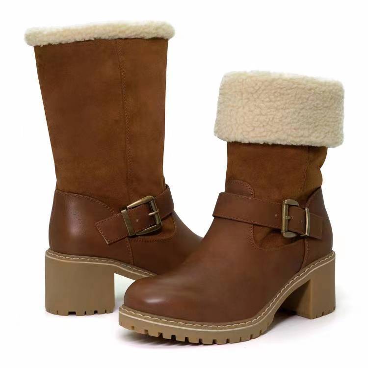HOOR Boots With Buckle Warm Light Brown