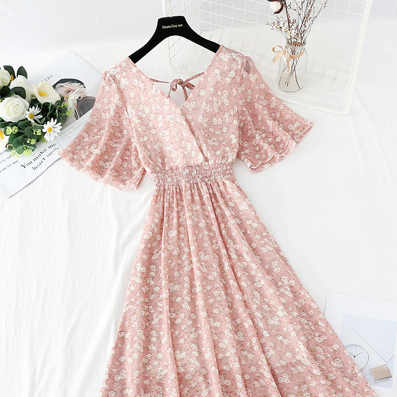 HOOR Gentle Chiffon Dress Fresh pink